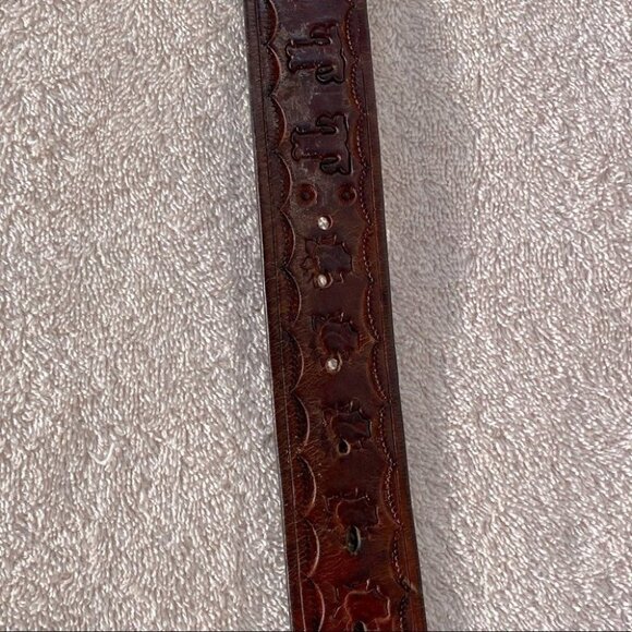 Vintage General Hot Oil And Chemical Cleaning Ltd Red Deer Brown Leather Belt - Picture 4 of 10